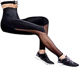 Gillberry High Waist Fitness Yoga Sport Pants Printed Stretch Points Leggings (S, black B)