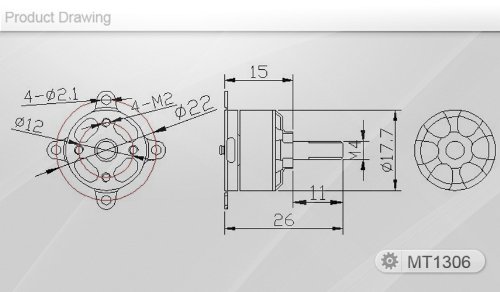 T-MOTOR MT1306-10 KV3100 Version 2.0 high-performance brushless electric motor for multi-rotor aircraft - Thumbnail 6