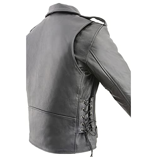 side lace leather jacket