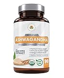 Organic Ashwagandha Capsules 1500mg, 100% Pure Ashwaganda Root Powder & Black Pepper Extract, Anti Anxiety Herbal Supplement, Natural Stress Relief, Adrenal & Thyroid Support Pills for Women & Men