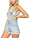 HaoDuoYi Women's Mermaid Shell Print Slim Metallic Vest Crop Tank Top