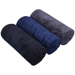 HOPESHINE Microfiber Fitness Workout Towels Absorbent Gym Towels for Men & Women Sweat Yoga Towels Sports Towels Soft Fast Drying Exercise Towels 3 Pack (Black+Grey+Navy, 16inchX32inch)