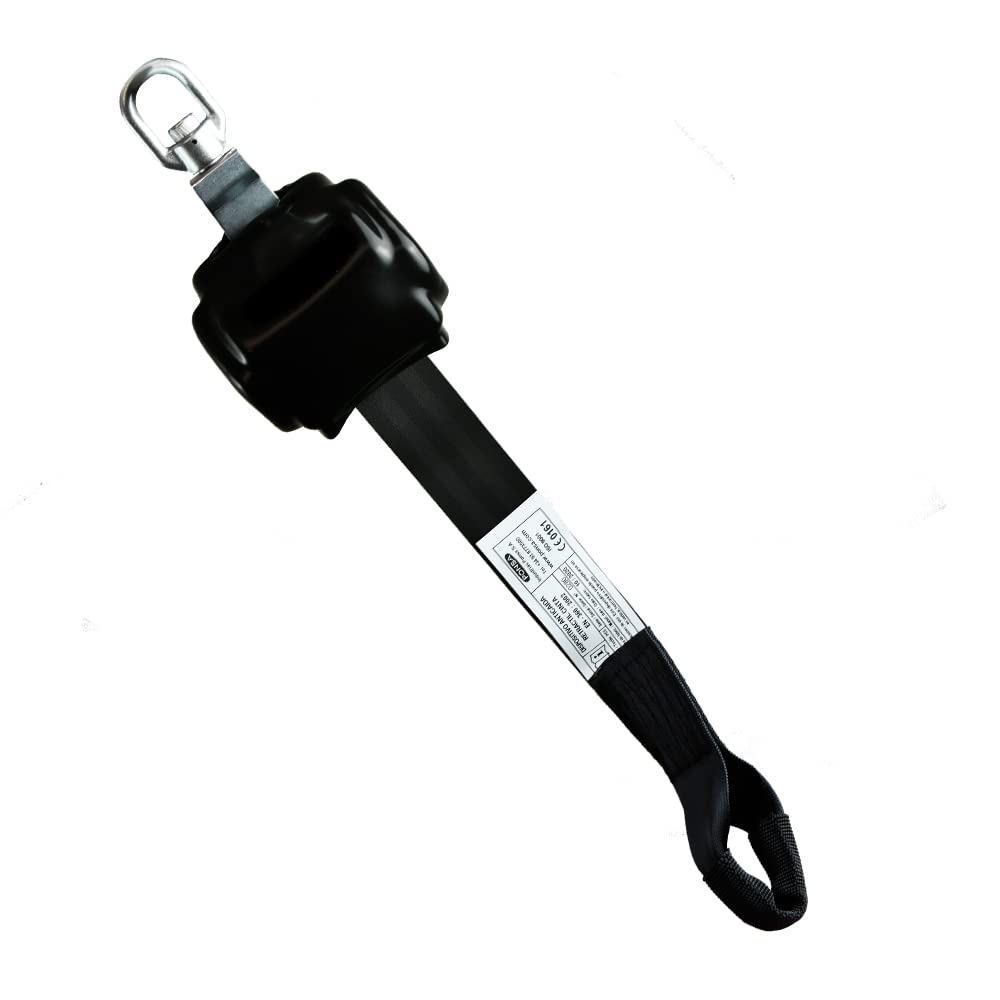 PONSA. SELF RETRACTING Lifeline for Safety Harness – Fall Arrest Device for Working on Height - Polyester Lanyard with 2 carabiners