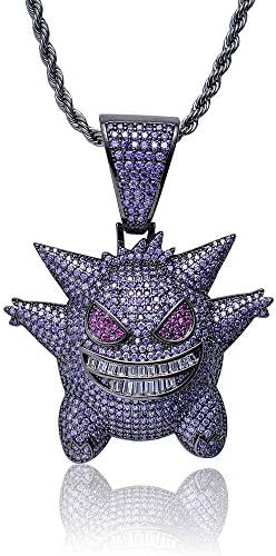 Grancey Hip hop Pendant Necklace Rope Chain Silver Gold Purple Bubble Necklace for Unisex Women Men Boys