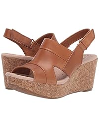 Clarks Annadel Sandalia de cuña de color marfil para mujer, Beige, 9 ancho
