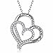 Caperci Sterling Silver I Love You to the Moon and Back Double Heart Pendant Necklace for Women, 18''