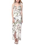 Vessos Women Split Floral Print Long Dress Empire Floor-Length Party Maxi Dress