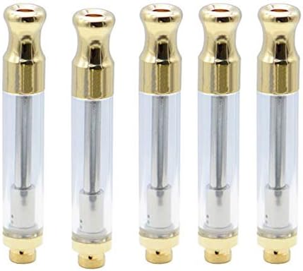 5 Pack 0.5 / 1ml Ceramic Wickless Cartridge O-i-l and D-i-s-t-i-l-l-a-t-e Acessaries For C-C-E-L-L (Gold, 1ml)