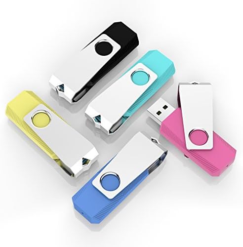 TOPESEL 5 Pack 1GB USB Flash Drives Thumb Drives Memory Stick USB 2.0(5 Colors: Black Blue Cyan Pink Yellow)
