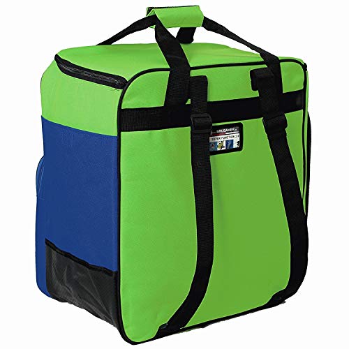 BRUBAKER Combo Ski Bag and Boot Bag for 1 Pair of Skis, Poles, Boots, Helmet & Gear - 170 cm (66 7/8") - Green/Blue - Thumbnail 3