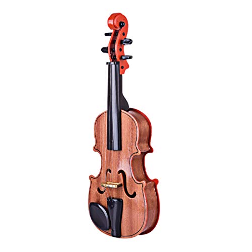 Yamix Wooden Toy Violin for Kids Mini Music Violin Wonderful Musical Instrument Toy for Kids with Bow - Dark Brown - Thumbnail 4