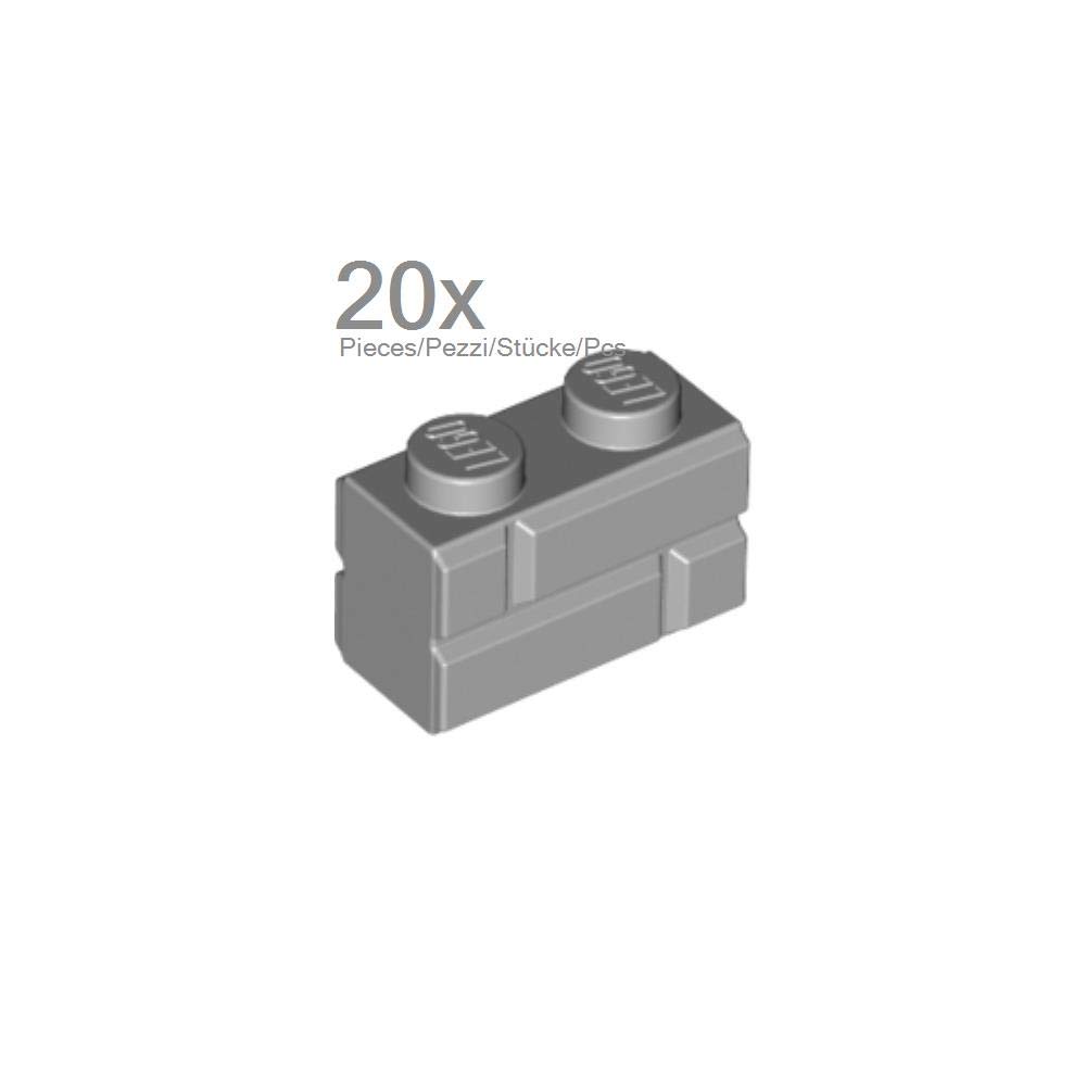 20 LEGO Brick Modified 1 x 2 with Masonry Profile (Brick Profile) Light Bluish Gray — image 1