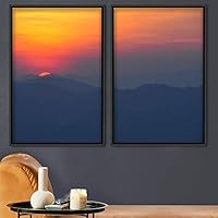2 Piece Framed Canvas Wall Art Sunset in The Mountains Canvas Prints Home Artwork Decoration for Living Room,Bedroom - 16