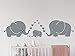 MAFENT(TM) Three Cute Elephants Parents and Kid Family Wall Decal with Hearts Wall Decals Baby Nursery Decor Kids Room Wall Stickers (Grey)
