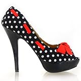Show Story Sexy Peep Toe Polka Dots Bow Platform Stiletto High Heel Pump,LF30421