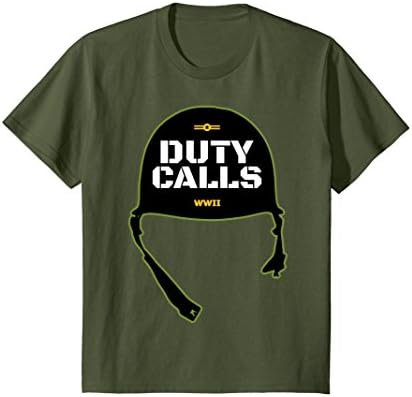 Kids Duty Calls WWII T-Shirt Gift 10 Olive