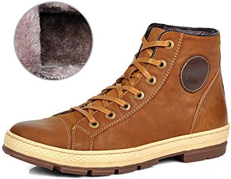 Hugelucky SCRENE Men's Leather Lace-Up Retro Design Casual Boots