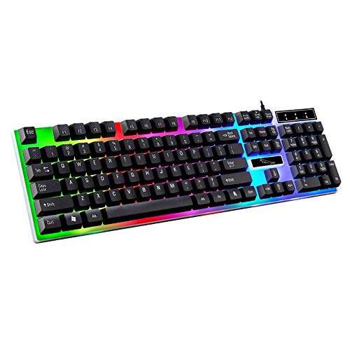 COM1950s 104 Keys Gaming Keyboard 1 Set Anti-Splash Wired Mult Punk Gaming Keyboard Mouse Office for PC Computer (Light Black) - Thumbnail 4