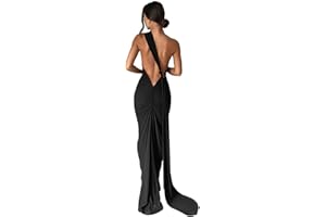 ABYOVRT Women Sexy Backless Bodycon Sleeveless Open Back Maxi Dress for Going Out, Elegant Party Cocktail Long Dress