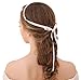Wedding Headband for Bridal Headpiece Jewelry Handmade Crystal Rhinestone Vintage Beads Satin Ribbon Women Hair Band Accessories BlueTop
