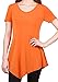 [DRSKIN] WS05 Women Handkerchief Hem Short Sleeve Long Tunic Top. (XL, Orange)
