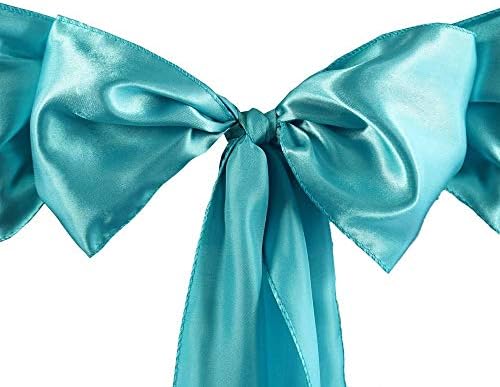 Set of 10 Chair Decorative Satin Sashes Bow Designed for Wedding Events Banquet Home Kitchen Decoration (10, Turquiose)