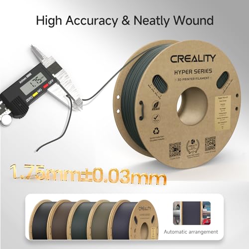 Creality Filamento de impressora 3D Hyper PLA-CF, fibra de carbono de 1,75 mm PLA de alta velocidade 50-300 mm/s textura fosca, maior resistência, melhor resistência ao calor, mais estável, carretel