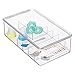 mDesign Stackable Plastic Storage Organizer Container Box for Kitchen Cabinets, Pantry, Countertops - Holds Kids, Child/Toddler Mealtime Sets, Small Accessories - 6 Sections - BPA Free - Clear