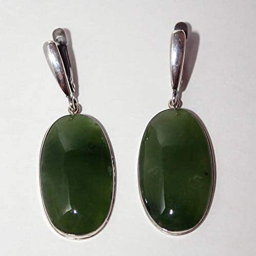 Green jade earrings. nephrite earrings Handmade Products