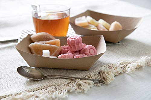 Brown Kraft Paper Food Tray, Capacity of 2.5lb, Eco-Friendly Kraft Food Trays USA Made, FDA Approved Recyclable & Biodegradable, Convenient for All Event: Party, Camping, Carnival, BBQ... (250pc)