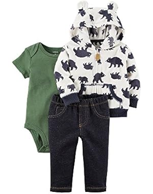 Baby Boys' 3-24 Months 3 Piece Bear Print Little Jacket Set