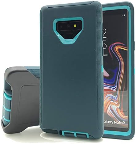 Galaxy Note 9 Cover, Harsel Heavy Duty Rugged 3-Layer Hybrid Protective Dust Proof Shockproof Defender Armor Bumper Case Cover with Belt Clip for Samsung Galaxy Note 9 (Dark Teal)