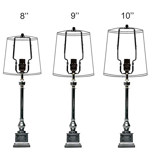 ECUDIS Adjustable Lamp Harp 8'' 9'' 10'' Suit for Any Lamp Style - Fits Regular Saddle Base or UNO Collar Ring Adapter for E26 phenolic Socket