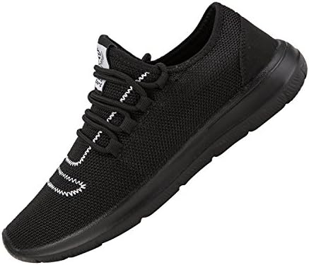 ZBXXMQZZ Men's Running Shoes Lightweight Breathable Mesh Soft Sole Casual Shoes Fashion Sneakers Walking Shoes All Black 45