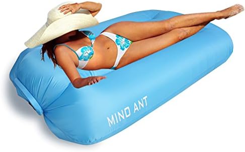 MINO ANT Inflatable lounger Sofa bags,Hangout Bean Bag, Sleeping Lazy Sofa,Nylon Waterproof Compression Sacks For Outdoor Camping Beach (Sky Blue)