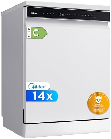 Lavavajillas 60 cm+++ Blanco para 14 servicios - Lavaplatos libre instalación - Compacto con 10 Programas de Lavado integrable - Filtro Antibacterias y Programación Horaria Nuevo Modelo