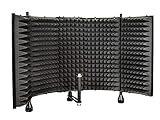 Monoprice Microphone Isolation Shield - Black - Foldable With 3/8" Mic Threaded Mount, High Density Absorbing Foam Front & Vented Metal Back Plate - Stage Right