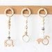 Promise Babe Baby Play Gym Wooden Frame Natural Hanging Bar with 3pc Wooden Teething Toys Organic Handmade Newborn Gift