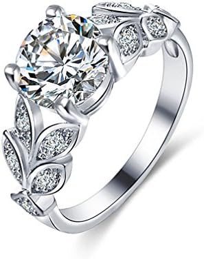 ULAKY Women's Simulated Birthstone Ring Engagement Ring Vintage Unique Jewelry,White gold (white diamond)