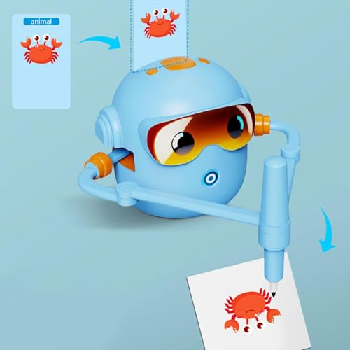 Interactive Drawing Robot for Kids with 100 Activity Cards, Montessori-Inspired Educational Art Toy with Voice Commands and 12 Color Pens – Creative STEM Drawing Machine for Boys Girls Ages 3-8