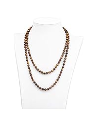 Collar largo de cuentas de ojo de tigre y turquesa de 0.315 in, multicapa, joyería hecha a mano para mujeres, 47 pulgadas