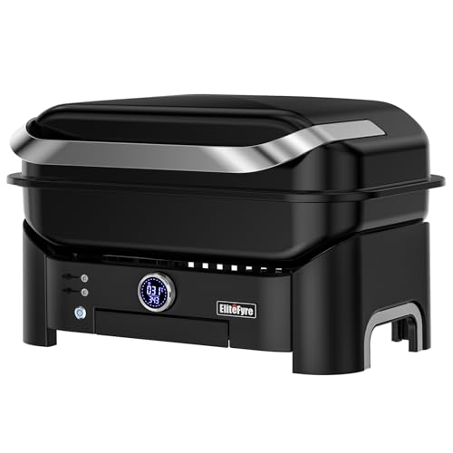Volteq 6-in-1 Electric Barbecue, High Precision Table Grill 343°C with Intelligent Thermal Probe, Digital Control, Cooking Surface 54 x 32 cm, Ideal for Apartment, Balcony and Camping