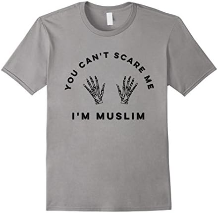 Mens Halloween You can't scare me I am Muslim funny tshirt Large Slate