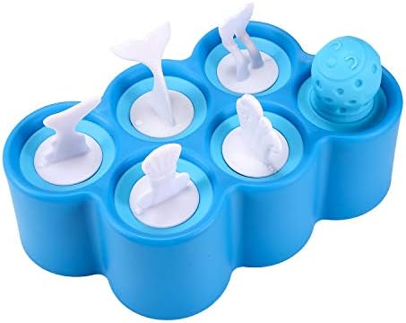 DIFENLUN Silicone Ice Pop Molds, 6 Different Fish Shapes Easy-release Popsicle Molds in One Tray for Homemade Ice Cream, Unique Sea-creature Designs, BPA-free