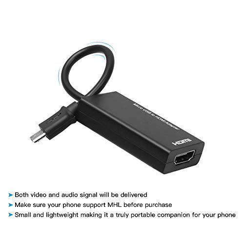 MHL Micro USB To HDMI Cable Adapter, MHL To HDMI Adapter, MHL To HDMI 1080P Video Graphic Converter, Cable Adapter With Video Audio Output