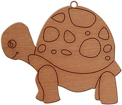 Cute Turtle Design Wooden Christmas Tree Ornament, Hanging Xmas Decor
