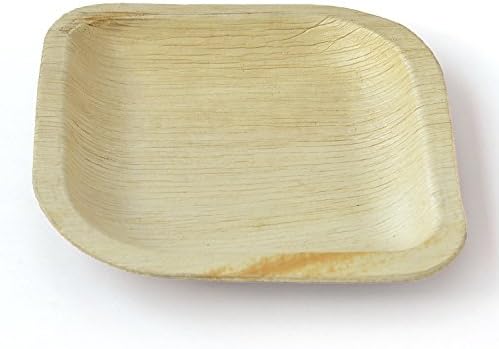 Leaftrend - Ecofriendly disposable palm leaf plates,wedding and party plates -6 inch Square Leaf Shaped Palm Leaf Plate-Pack of 25 Plates