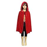 Ecity Unisex Kids Velvet Hooded Cloak Cape