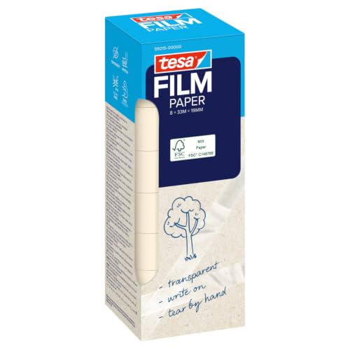 tesafilm PAPER Adhesive Tape - Transparent - 8 Rolls - 33m x 19mm