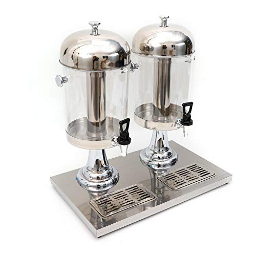 WUPYI Double Beverage Dispenser, Juice Drink Dispenser Frozen Cold Drink Dispenser with Recessed Drip Trays,2.1 Gallon Each Jug,for Commercial,Party,Hotel (Silver) - Thumbnail 3